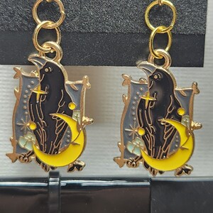 enamel raven with moon and stars