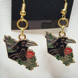 enamel raven with roses