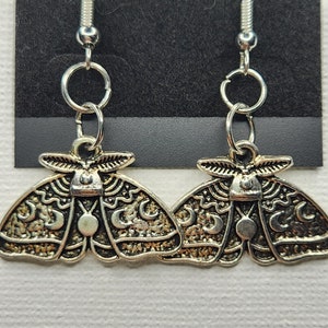 small Silver moth earrings