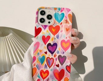 Colorful Hearts I Pattern iPhone Case | Heart | Pink and Red | Valentines Gift for Her | Gifts for Girlfriend | Gift for Wife | Girl