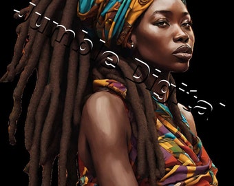 Immagine PNG di Loc Queen / Arte con dreadlock / File digitale di donna nera (Download immediato)