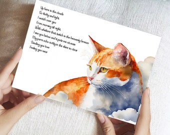 Cat Sympathy Card | Cat Condolence Card | Cat Loss Poem Card | Cat Memorial Card | Cat Memorial Gift | Cat Remembrance Card | Cat Loss