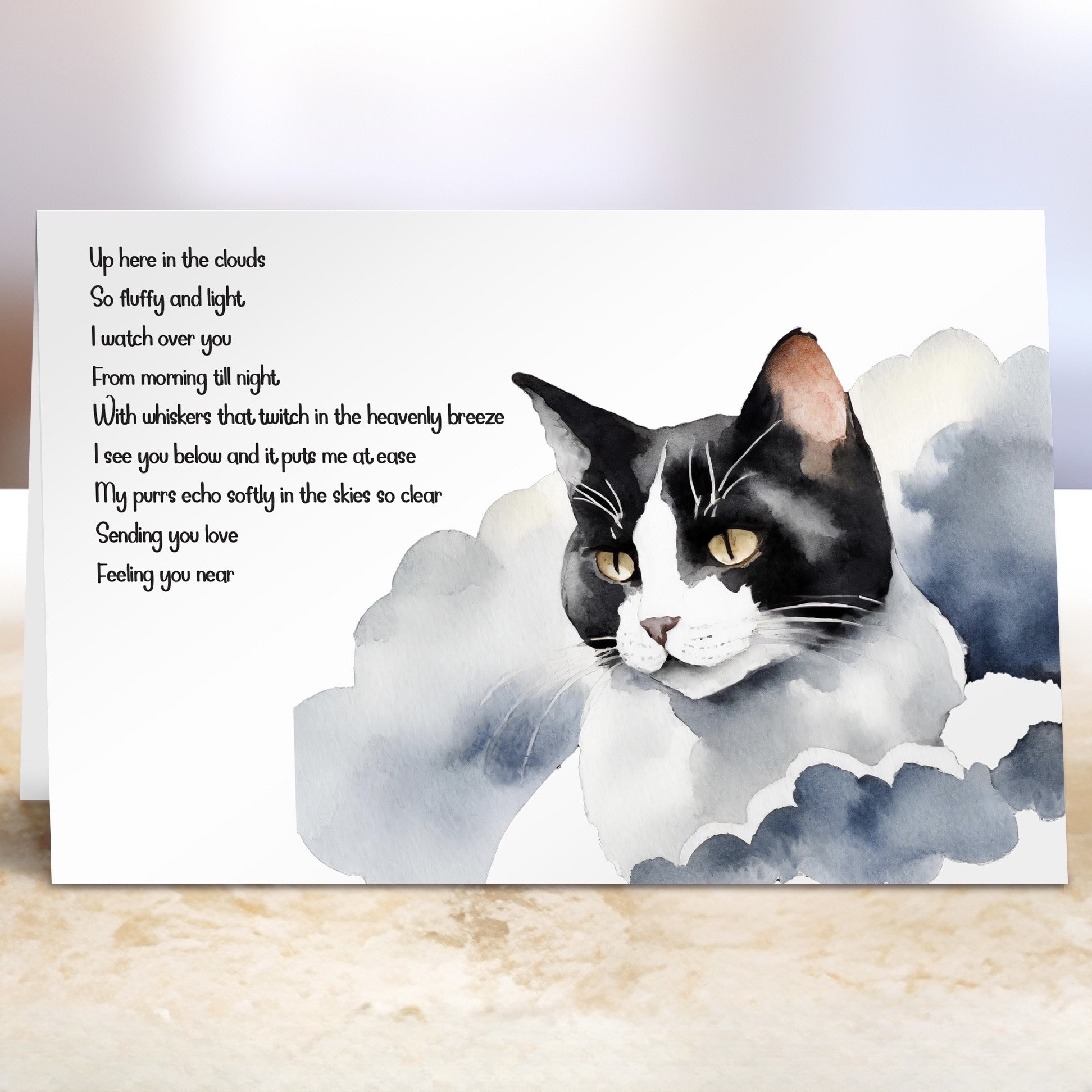 Cat Sympathy Card Cat Condolence Card Cat Loss Poem Card Cat