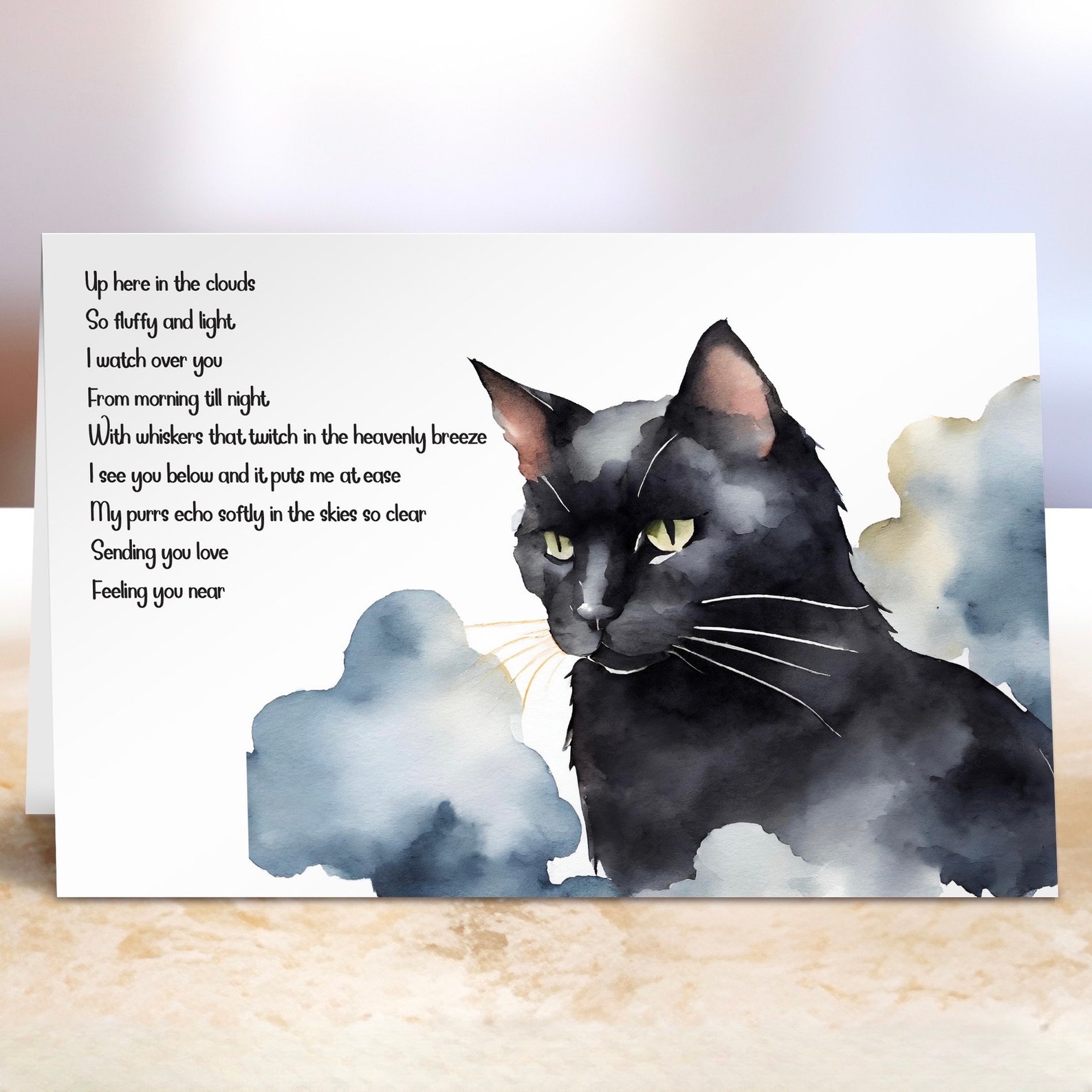 Cat Sympathy Card Cat Condolence Card Cat Loss Poem Card Cat
