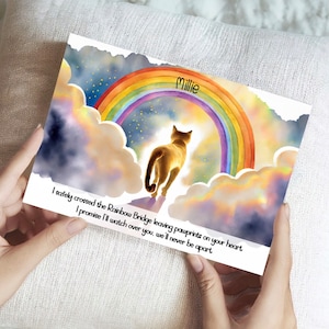 Tarjeta conmemorativa del gato personalizada / Tarjeta de condolencia del gato / Tarjeta del puente del arco iris del gato / Tarjeta de condolencia conmemorativa del gato / Regalo conmemorativo del gato / Pérdida del gato
