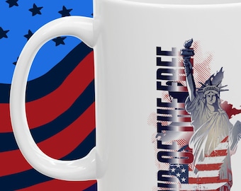 Koffiemok Vrijheidsbeeld: keramische mok patriottische Amerikaanse vlag