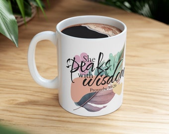 Proverbs 31 Christian Woman Ceramic Coffee Mug: Inspirational Bible Verse
