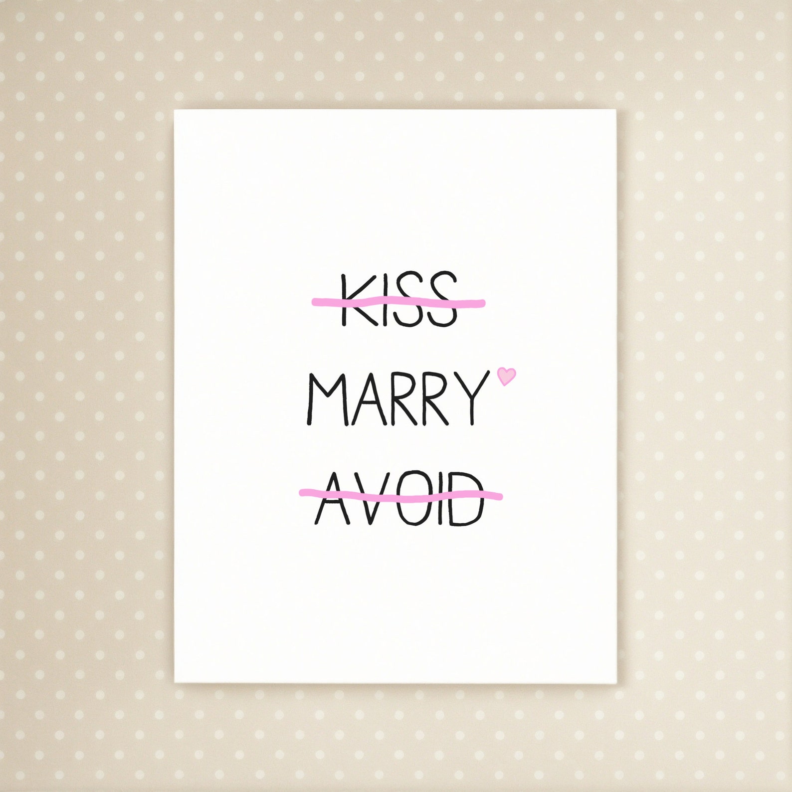 Funny Wedding Card: Kiss Marry Avoid, Engagement Gift - Etsy
