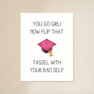 carte de remise des diplômes drôle | Allez-y ma fille, maintenant retournez ce pompon avec votre mauvais moi | Cadeau pour fille | Cadeau pour petite amie