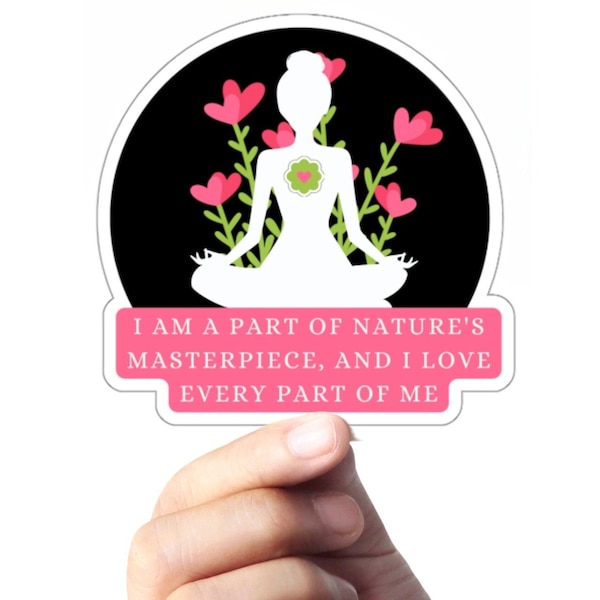 Nature Inspired Heart Chakra Sticker /Empowering Positive Affirmation Sticker/ Yoga, Meditation, Hiking Gifts /Love, Balance, Harmony Mantra