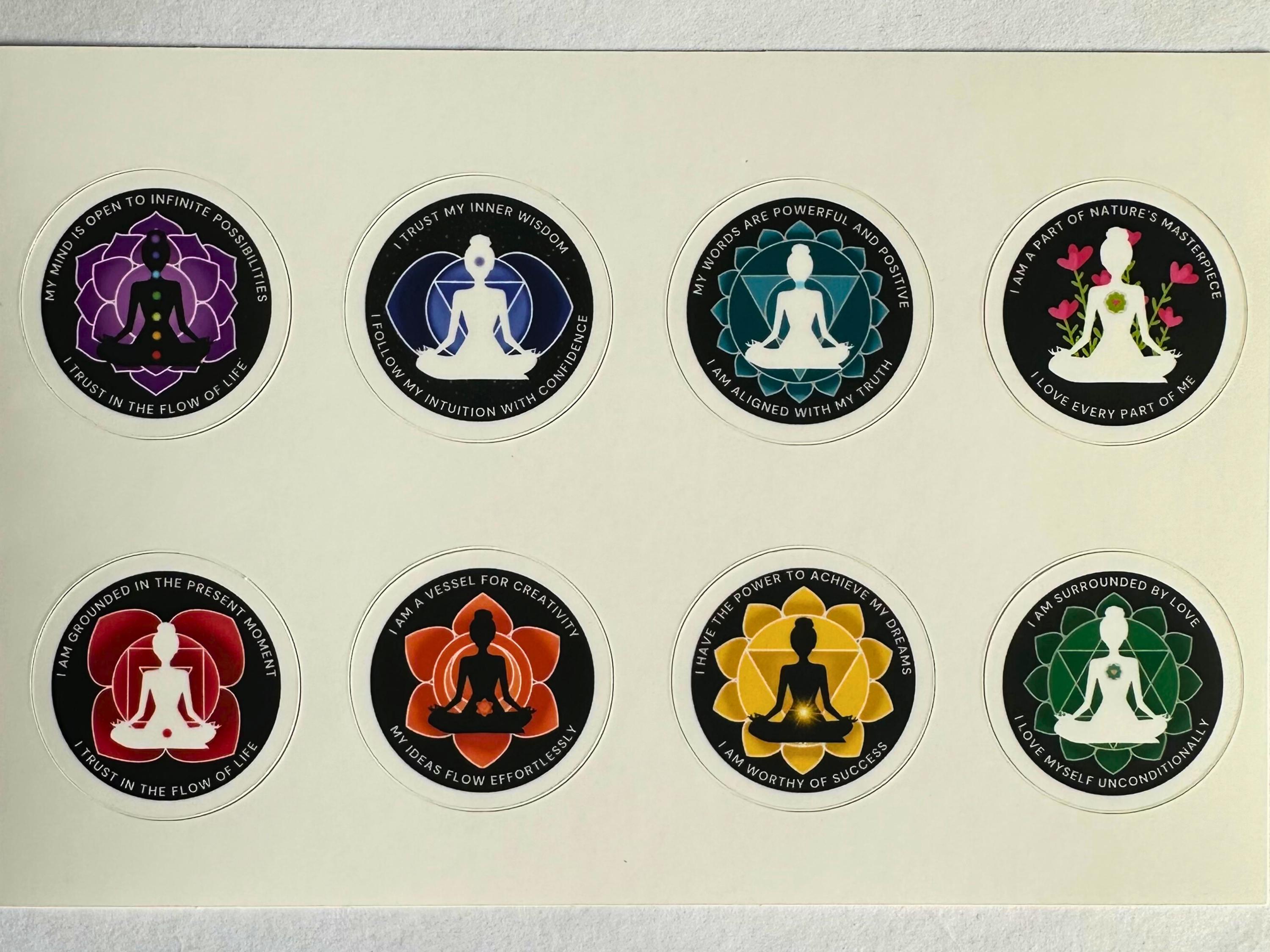 Positive Affirmation Chakra Sticker Set /spiritual Gift for Yoga and ...