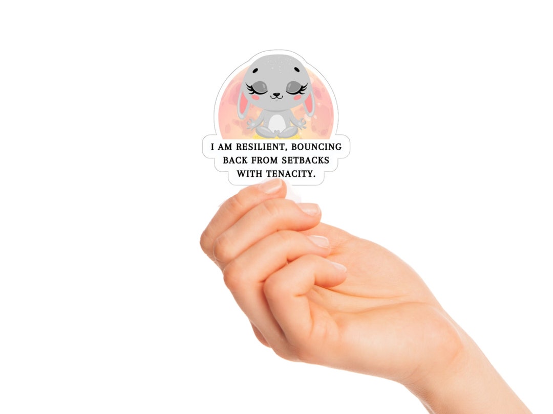 Bunny Sticker Positive Affirmation, Cute Animal Meditating Sticker ...