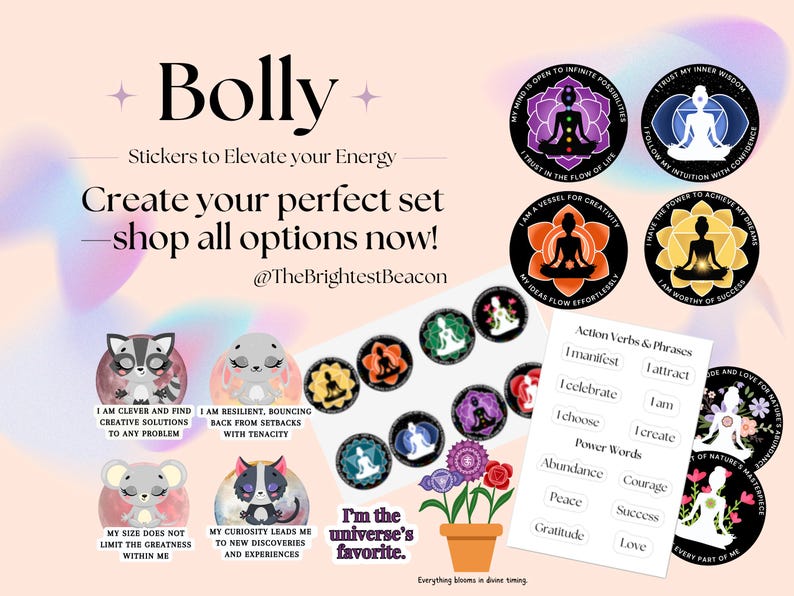 Positive Affirmation Chakra Sticker Set /spiritual Gift for Yoga and ...