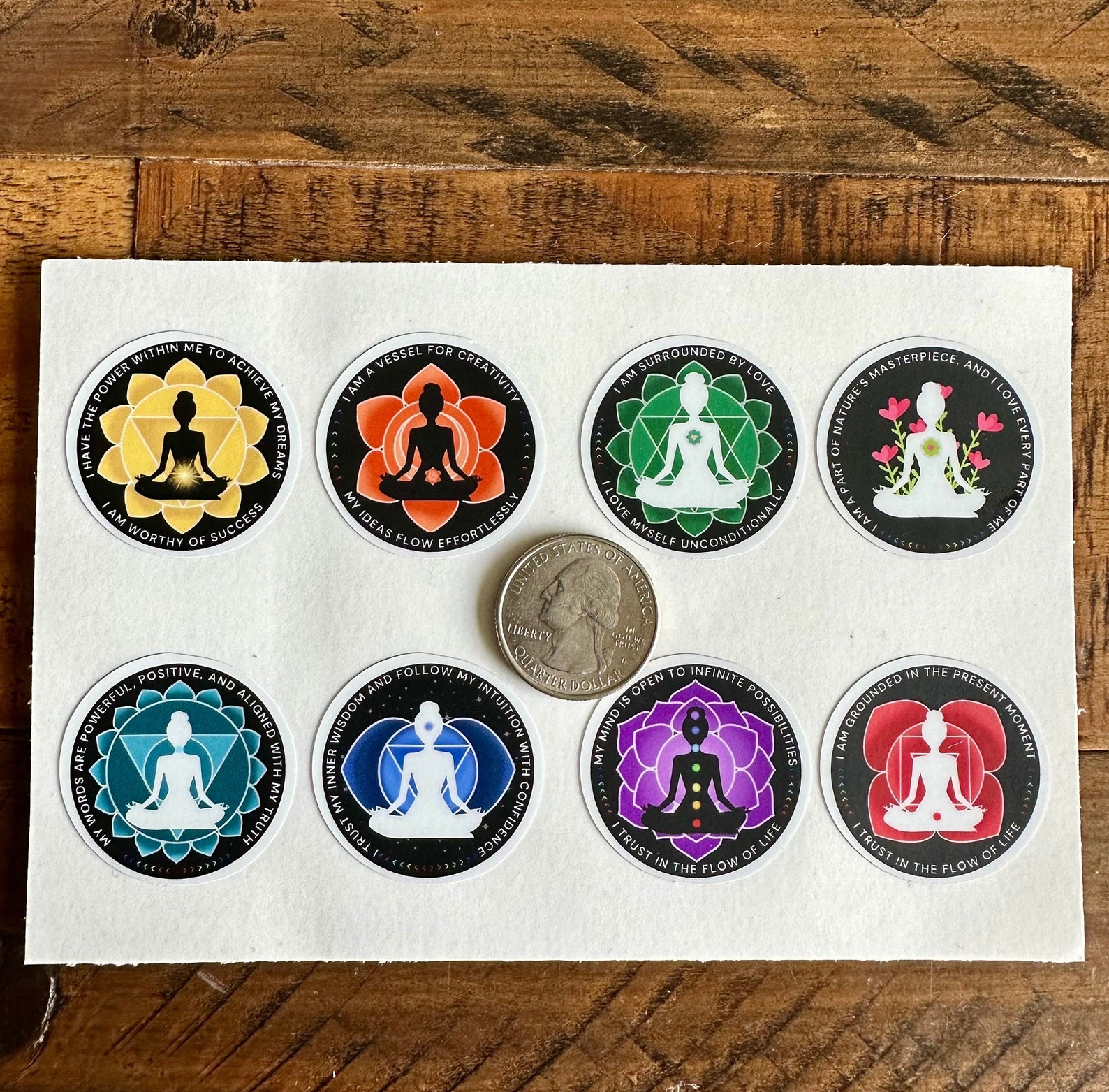 Positive Affirmation Chakra Sticker Set /spiritual Gift for Yoga and ...