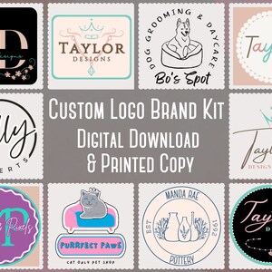 Kit de marca con logotipo personalizado, paleta de colores y logotipo de agradecimiento con copias digitales y en papel para pequeñas empresas, YouTube, TikTok, IG y X