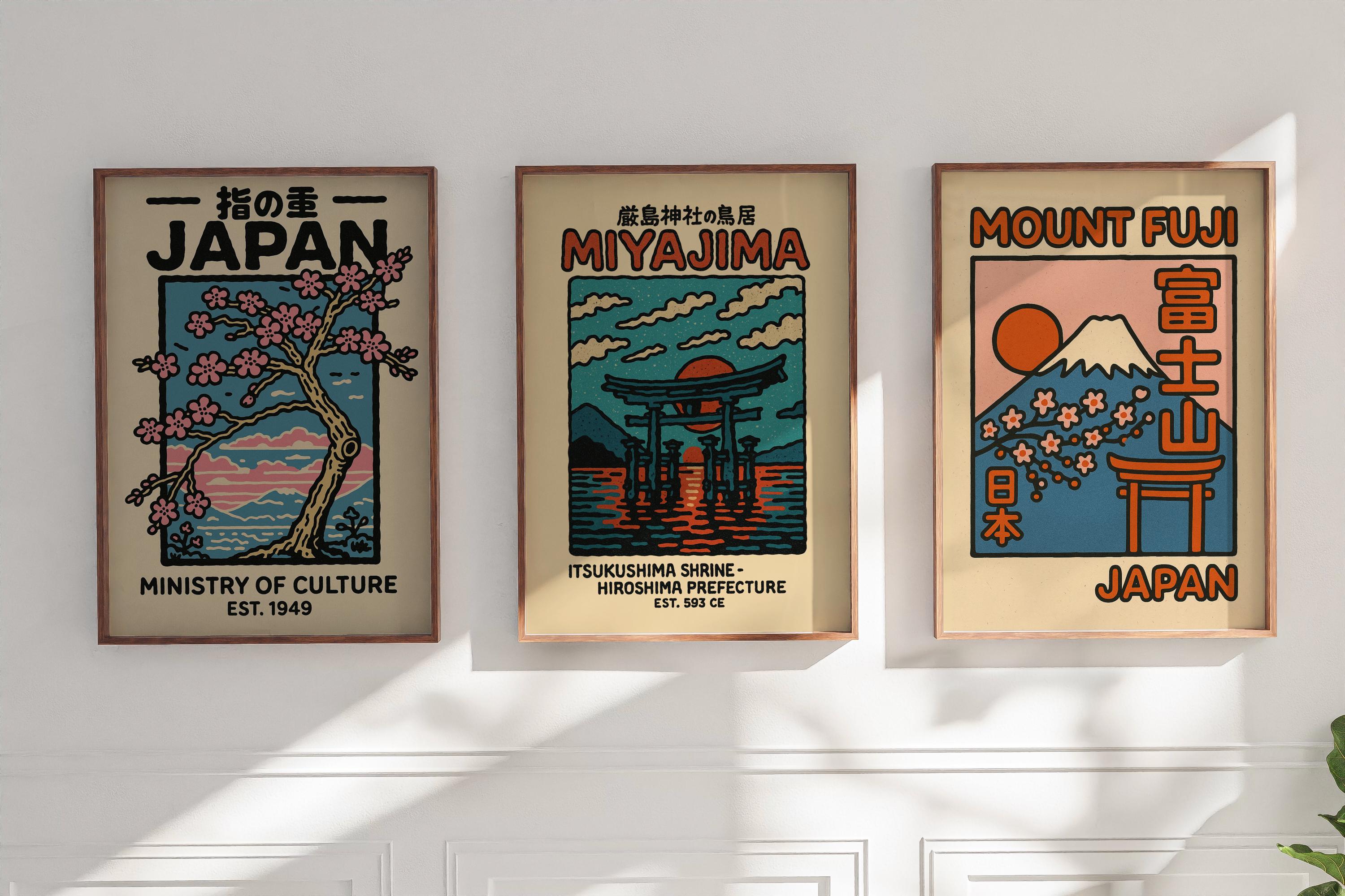 Japanese Poster Set: Retro Gallery Wall Art (digital Download) - Etsy