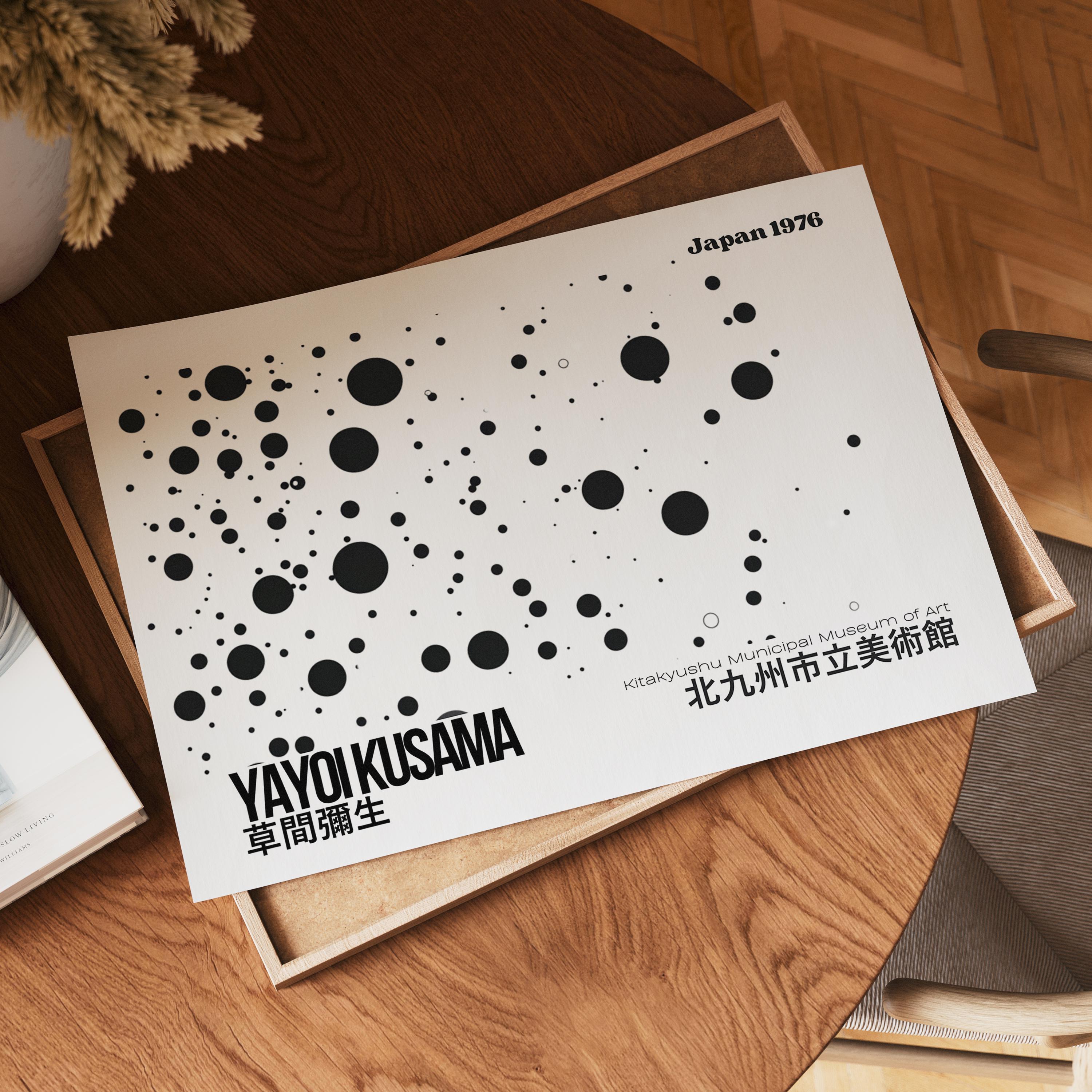 水玉模様のアートプリント：草間彌生風の白黒装飾（デジタル