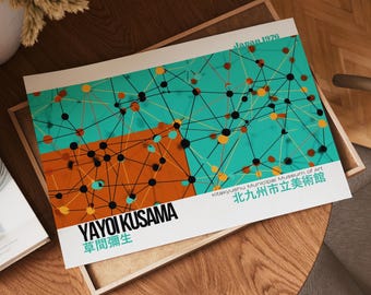 Stampa artistica astratta Teal Orange Network: arredamento moderno per ufficio tecnologico (download digitale)