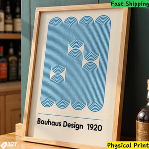 Impresión geométrica de diseño Bauhaus de 1920 en papel de bellas artes, arte mural minimalista retro, póster modernista abstracto, decoración impresa en el Reino Unido