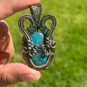Beautiful Chrysocolla Copper Pendants handmade. image 2