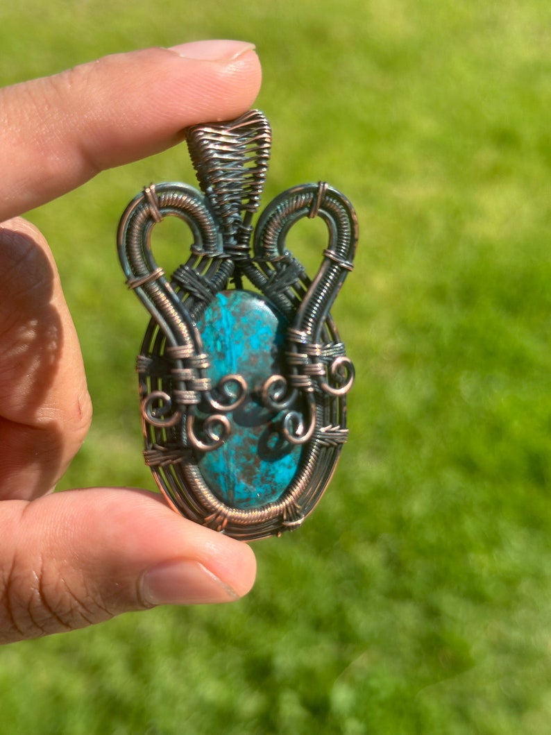Beautiful Chrysocolla Copper Pendants handmade. image 2