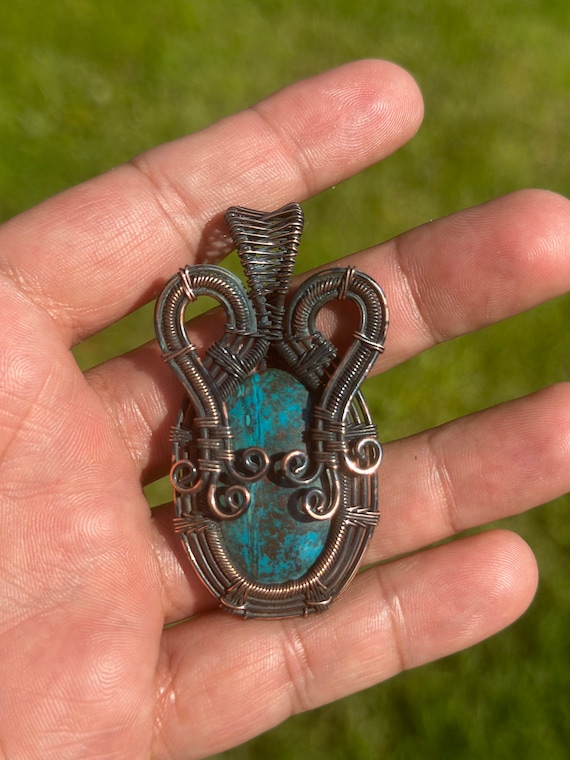 Beautiful Chrysocolla Copper Pendants handmade.