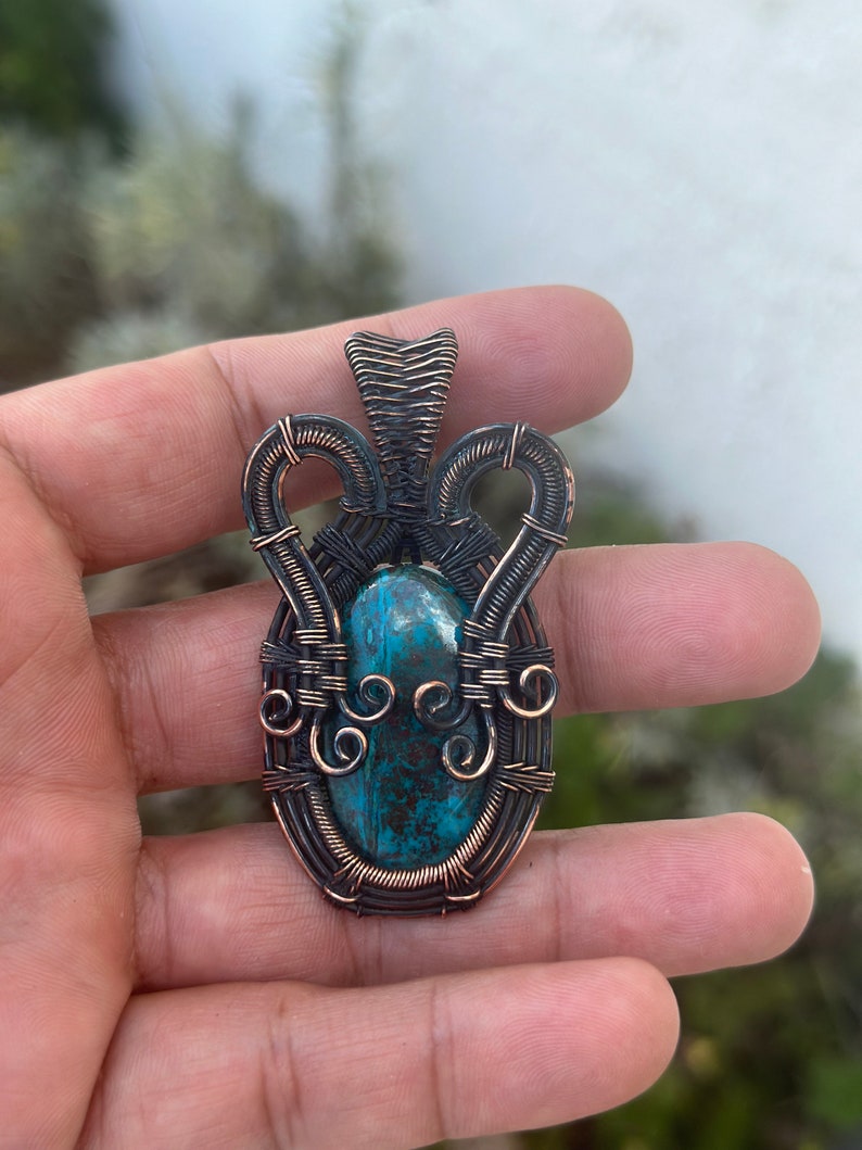 Beautiful Chrysocolla Copper Pendants handmade. image 3