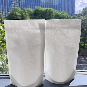 Buste in carta kraft bianca autoportanti da 7 x 11 1⁄2 x 4" - Richiudibili e termosaldabili - Conformi a FDA e USDA - Contiene 16 once - Biscotti e tè