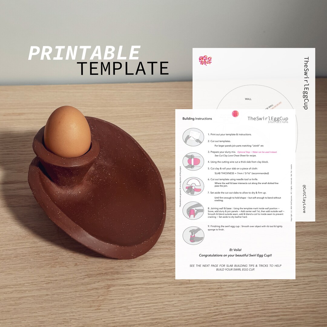 Swirl Egg Cup Pottery Template Slab Building Beginner Ceramics Tool