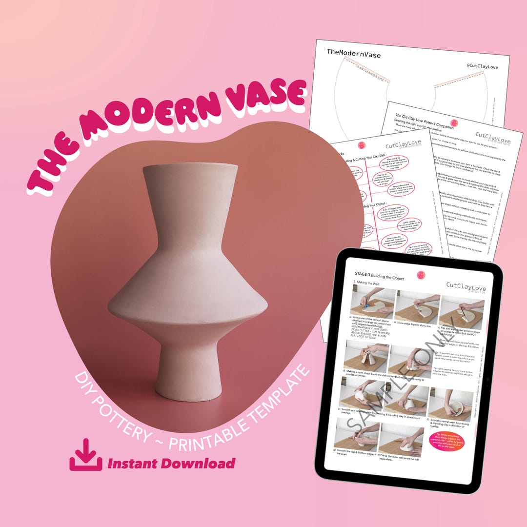 Modern Vase Pottery Template : Do It Yourself Slab Building Pattern ...
