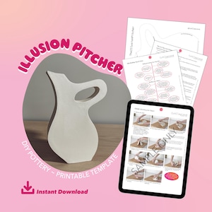 Plantilla de jarra de cerámica con ilusión: Cerámica DIY (Descarga digital)