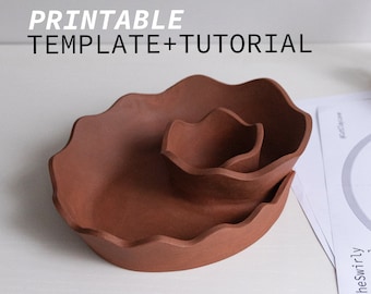 Swirly Swirl Bowl Pottery Template Tutorial zum Plattenbau ~ Keramikwerkzeuge für Anfänger ~ Digitaler Download, druckbare Datei zum Selbermachen