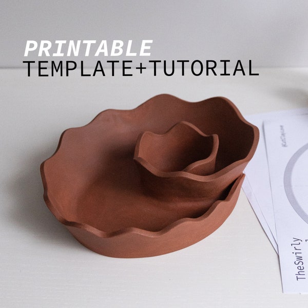 Swirly Swirl Bowl Pottery Template Slab Tutorial ~ DIY Handbuild Ceramics Bowl Printable Pattern with Download