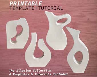 Vase Slab Pottery Template Bundle : Duo Vase, Pitcher, Bookend Tutorials (PDF Download)