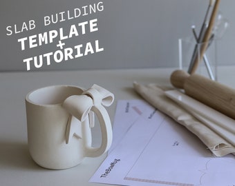 Bow Mug Pottery Template Slab Building Tutorial ~ Creative DIY Clay Project Printable Pattern ~ Learn How To Make Beautiful Home Decor