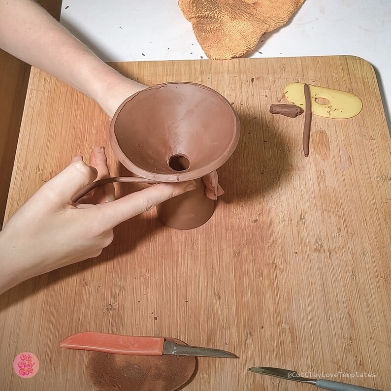 Slab building tutorial and handbuilding printable pottery template with pottery tools