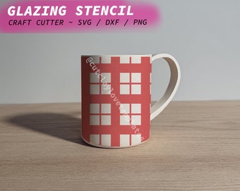 Glaze Stencil Sheet for Craft Cutter ~ Check Cup Artwork ~ Pottery Tool to Create Painted Ceramic Art with Vinyl Glaze Relief