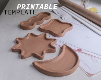 Platter Set Pottery Template Slab Building, DIY Ceramics, Handmade Dish, Printable Pattern, Ceramic Tools