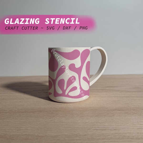 Glaze Stencil Sheet for Craft Cutter ~ Blob Print Cup Artwork ~ Pottery Tool to Create Painted Ceramic Art with Vinyl Glaze Relief