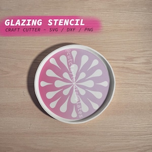 Glaze Stencil Sheet for Craft Cutter ~ Retro Flower Plate Artwork ~ Vinyl Pottery Tool to Create Painted Ceramic Art Customise with Glaze