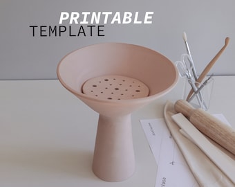 Ikebana Vase Pottery Template : DIY Kit Slab Building (PDF Pattern)