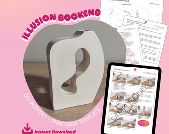 Illusion Bookend Vase Pottery Template: DIY Ceramics (Digital Download)