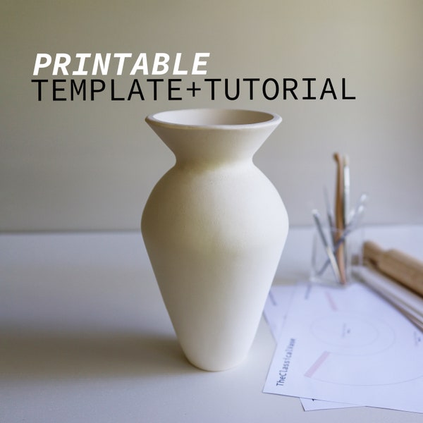 Classical Vase Pottery Template Slab Building Tutorial ~ Easy DIY Ceramic Vessel with Printable Pattern ~ Make Your Own Clay Vase at Home