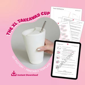 XL TakeAway Cup Pottery Template: DIY Kit Handmade Ceramics (Digital Download)
