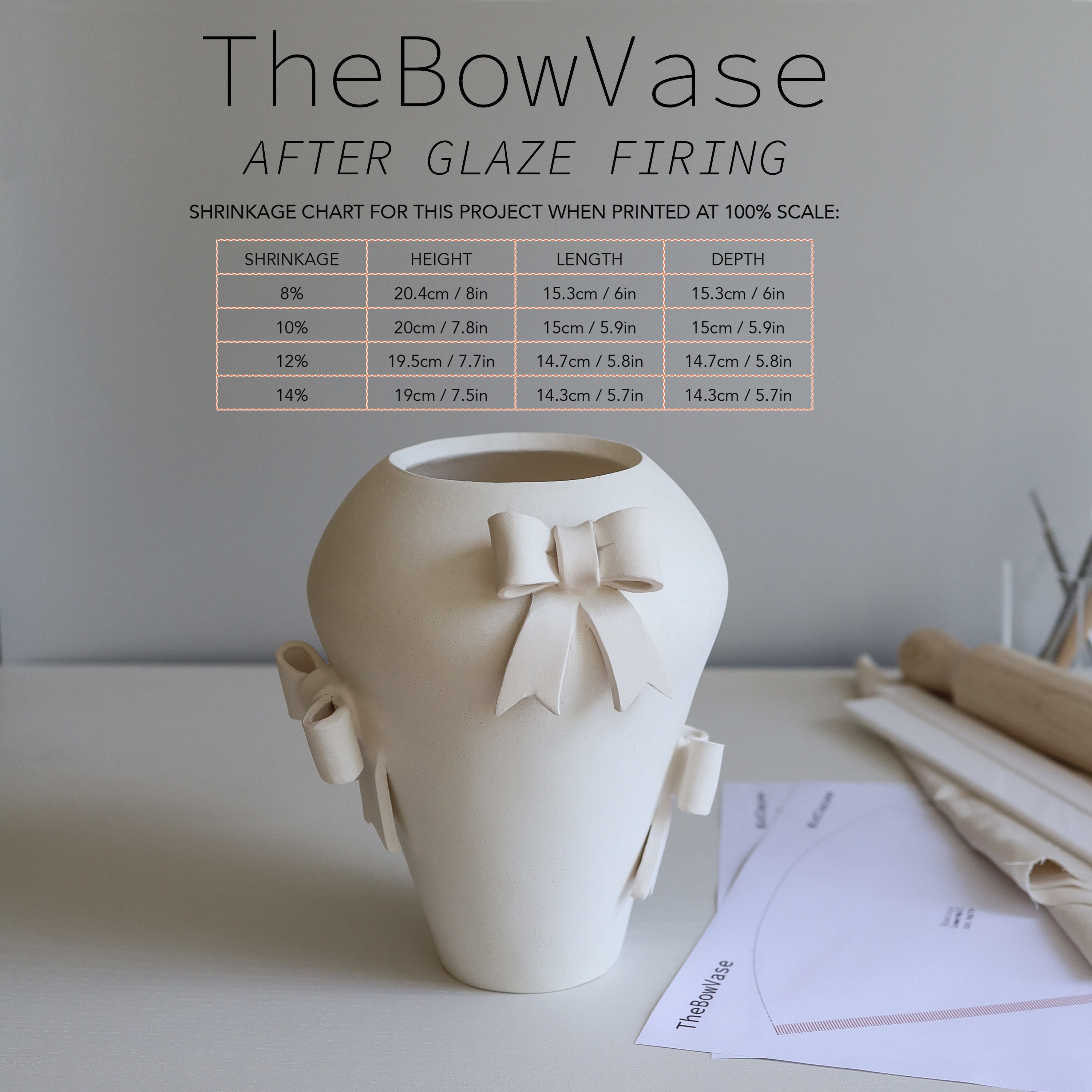 Bow Vase Pottery Template Slab Building Tutorial Simple Do It Yourself ...