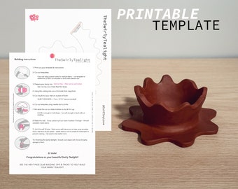 Swirly Tealight Pottery Template: Slab Building Printable Pattern