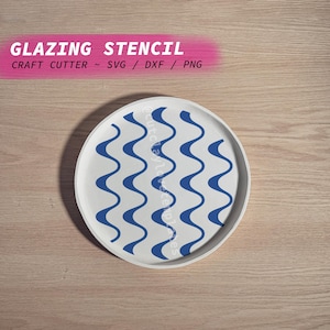 Glaze Stencil Sheet for Craft Cutter ~ Retro Squiggle Plate Artwork ~ Vinyl Pottery Tool to Create Painted Ceramic Art and Customise Glaze