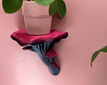 Oyster Mushroom Floating Wall Shelf: Modern Witchy Home Decor
