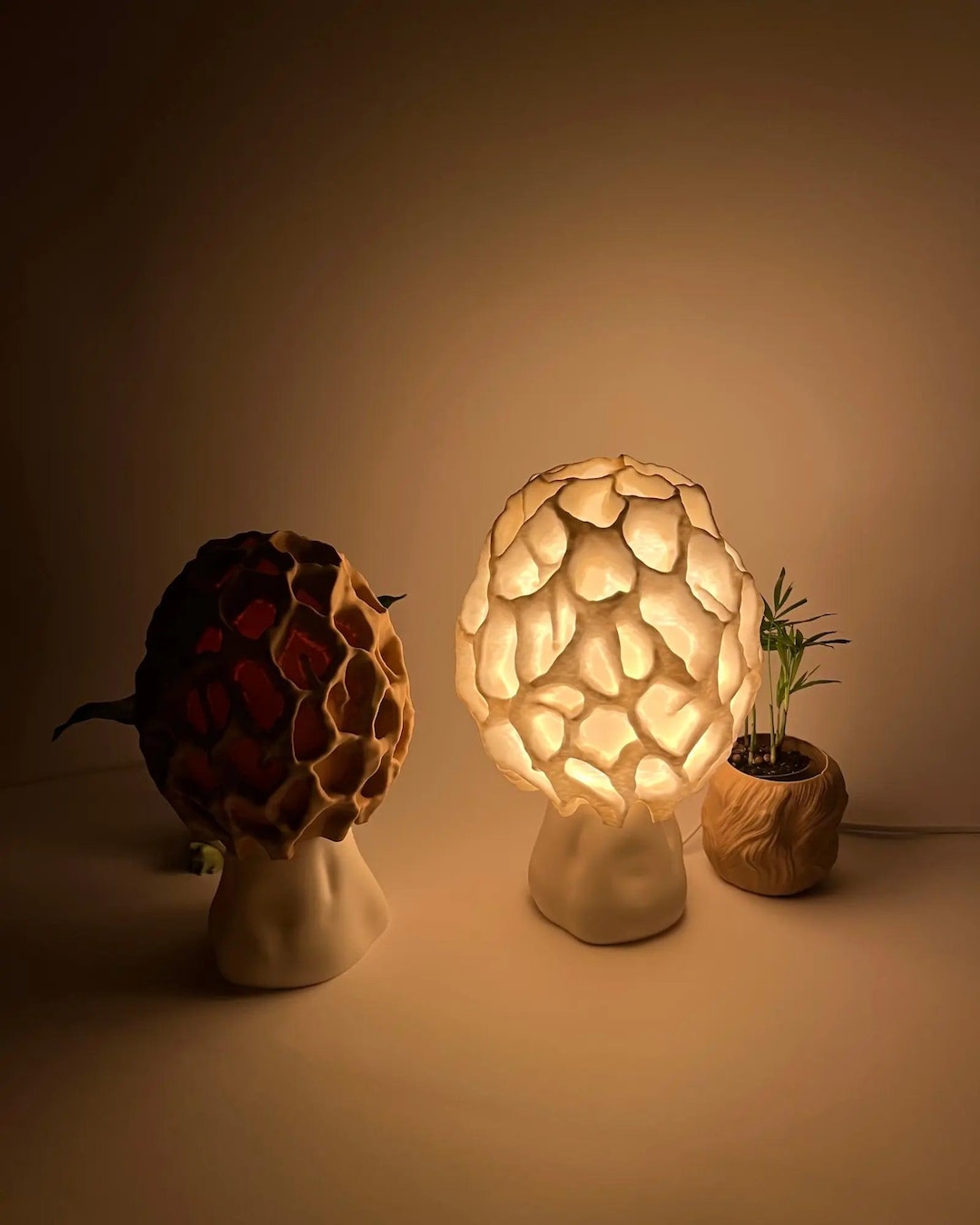 Mushroom Lamp: Morel Fungus - Mushroom Table lamp for soft lightning and a cozy home - magical autumn decoration