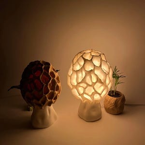 Mushroom Lamp: Morel Fungus - Mushroom Table lamp for soft lightning and a cozy home - magical autumn decoration